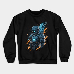 Futuristic Mecha Human with Striking Illustration Crewneck Sweatshirt